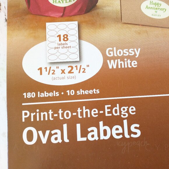 Avery Oval Labels 1.5”x2.5” Glossy White 22804 New 180 Count Easy Peel Printable - Picture 3 of 6